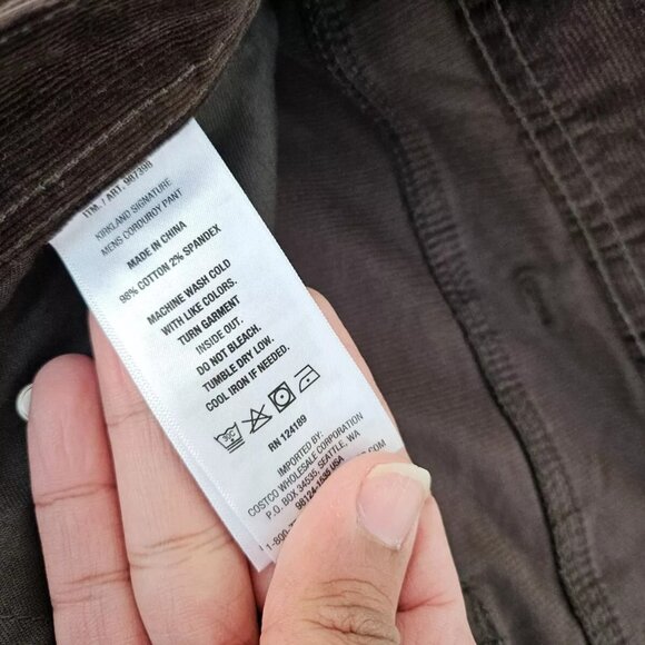 Kirkland Signature Men Pant Brown Corduroy Straight Dress Pant Size 38X28 - Picture 10 of 10